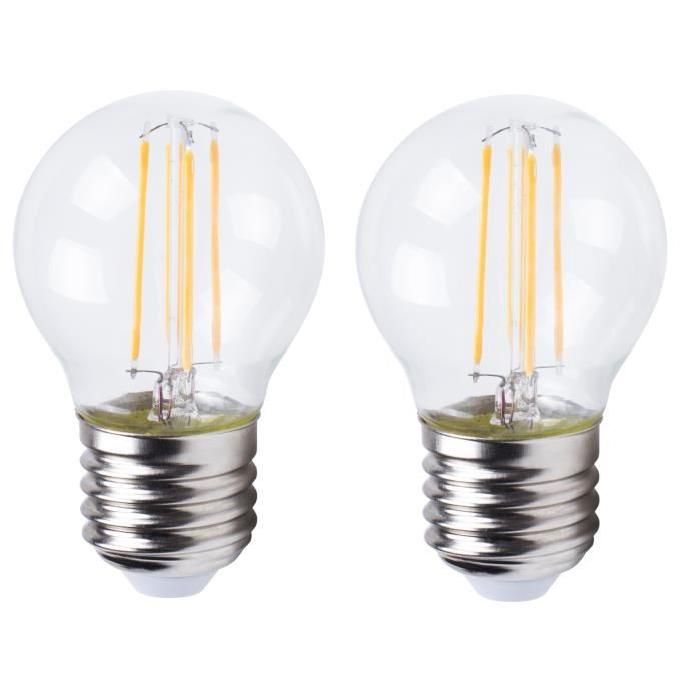 XQ-Lite Lot de 2 Ampoules filament LED globe E27 XQ1464 4 W équivalent a 35 W blanc chaud