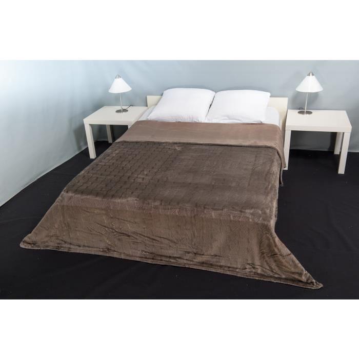 Couverture microfibre Grand Luxe Torsade 220x240 cm coco