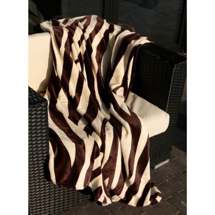 Plaid microfibre Grand Luxe Imprimé 150x200 cm zebre brun