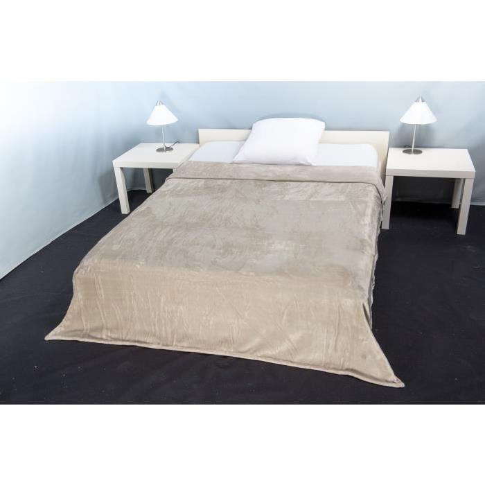 Couverture microfibre Grand Luxe 180x220 cm sable