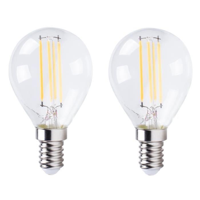 XQ-Lite Lot de 2 Ampoules filament LED globe E14 XQ1465 4 W équivalent a 35 W blanc chaud