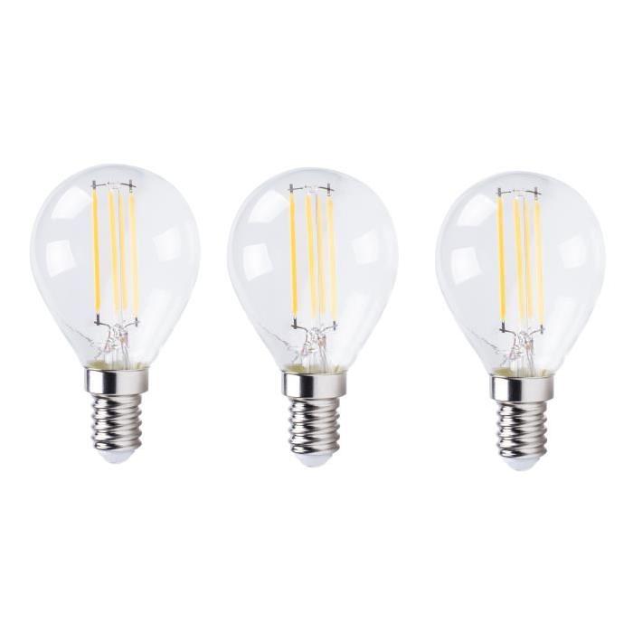 XQ-Lite Lot de 3 Ampoules filament LED globe E14 XQ1465 4 W équivalent a 35 W blanc chaud