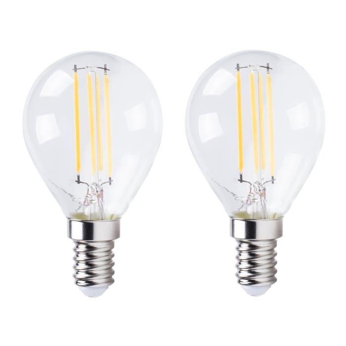 XQ-Lite Lot de 2 Ampoules filament LED E14 XQ1565 4 W équivalent a 30 W blanc chaud dimmable