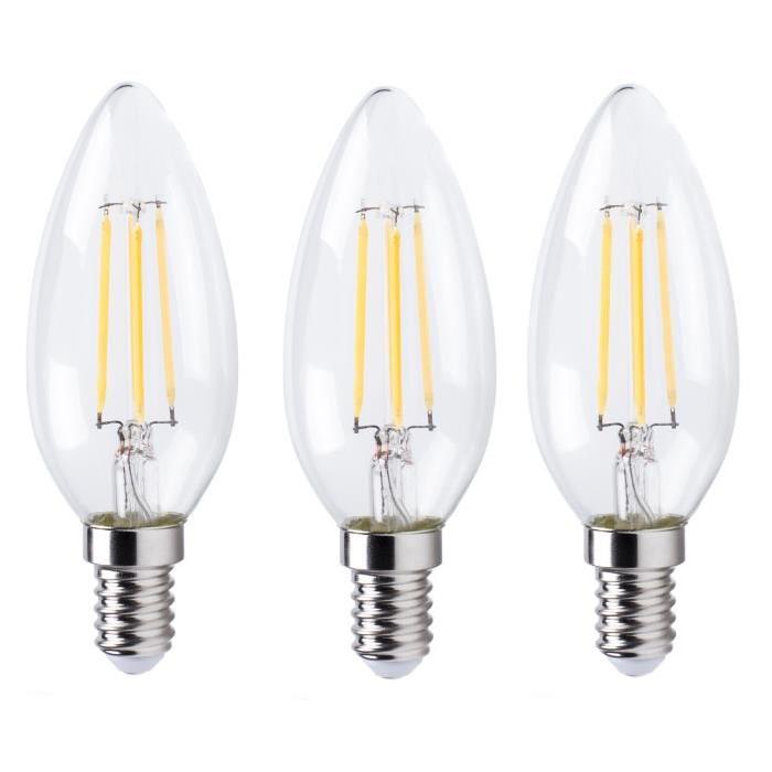 XQ-Lite Lot de 3 Ampoules filament LED bougie E14 XQ1462 4 W équivalent a 35 W blanc chaud