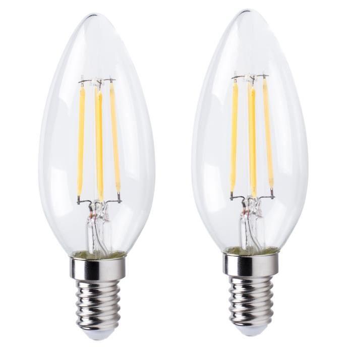 XQ-Lite Lot de 2 Ampoules filament LED flamme E14 XQ1562 4 W équivalent a 30 W blanc chaud