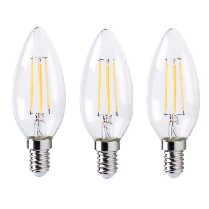 XQ-Lite Lot de 3 Ampoules filament LED flamme E14 XQ1562 4 W équivalent a 30 W blanc chaud