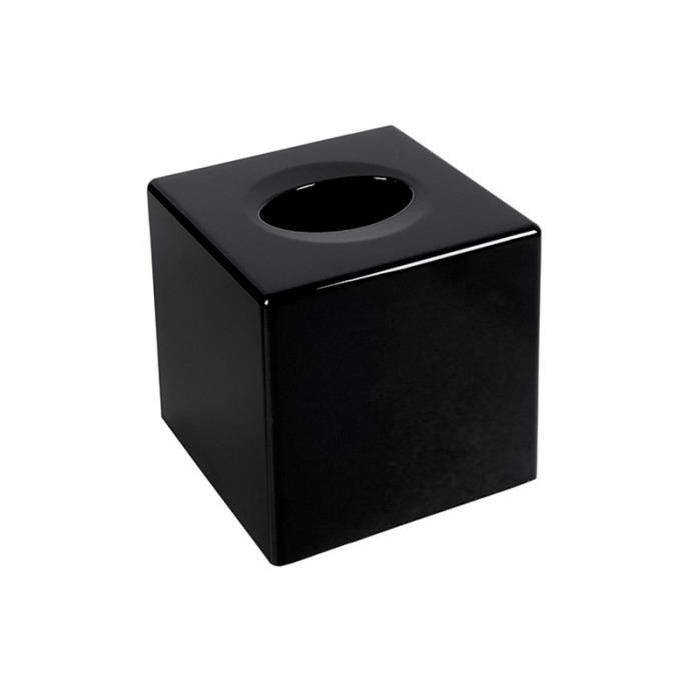 GERSON Boite a mouchoirs carré - 13,5x13,5x13 cm - plastique noir mat