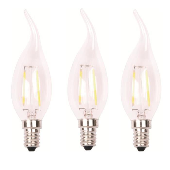 XQ-Lite Lot de 3 Ampoules filament LED flamme E14 XQ1563 4 W équivalent a 30 W blanc chaud dimmable