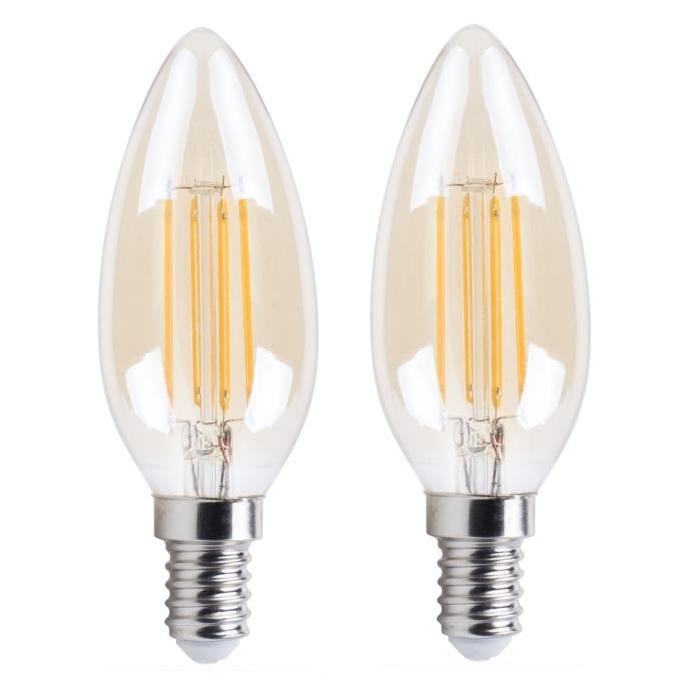 XQ-Lite Lot de 2 Ampoules bougie or LED E14 XQ1462G 4 W équivalent a 30 W blanc extra chaleureux