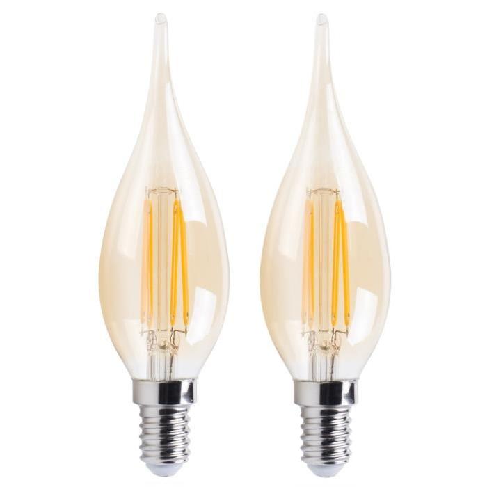 XQ-Lite Lot de 2 Ampoules bougie LED E14 XQ1463G 4 W équivalent a 30 W blanc extra chaleureux