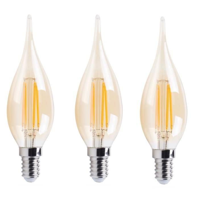 XQ-Lite Lot de 3 Ampoules bougie LED E14 XQ1463G 4 W équivalent a 30 W blanc extra chaleureux