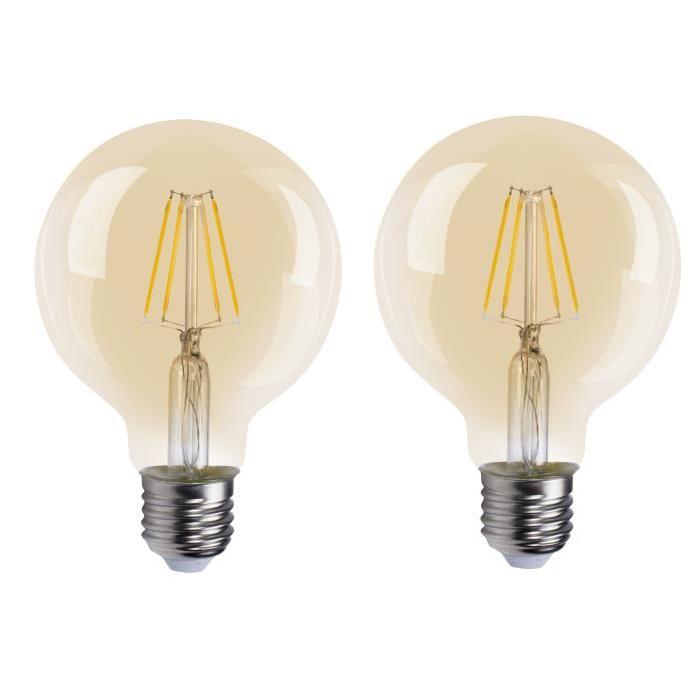 XQ-Lite Lot de 2 Ampoules bulle or LED E27 XQ1509G 4 W équivalent a 40 W blanc extra chaleureux