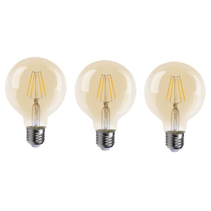 XQ-Lite Lot de 3 Ampoules bulle or LED E27 XQ1509G 4 W équivalent a 40 W blanc extra chaleureux