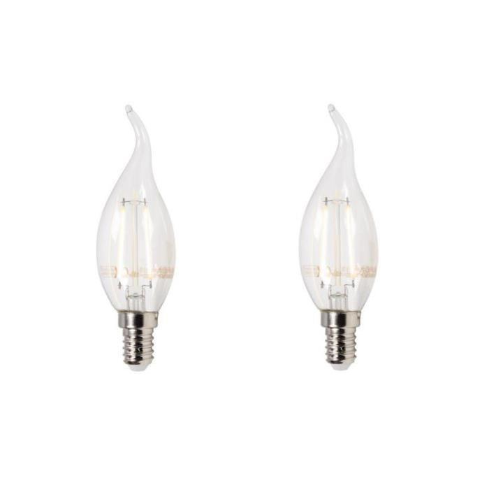 XQ-Lite Lot de 2 ampoules filament LED flamme E14 XQ1403 2 W équivalent a 20 W blanc chaud