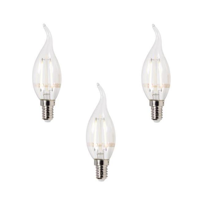 XQ-Lite Lot de 3 ampoules filament LED flamme E14 XQ1403 2 W équivalent a 20 W blanc chaud