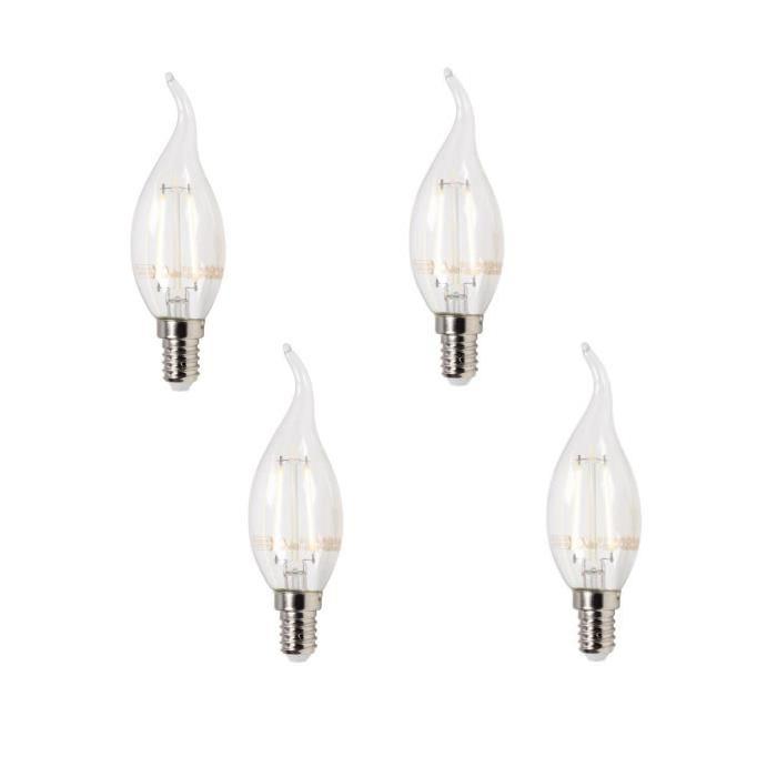 XQ-Lite Lot de 4 ampoules filament LED flamme E14 XQ1403 2 W équivalent a 20 W blanc chaud