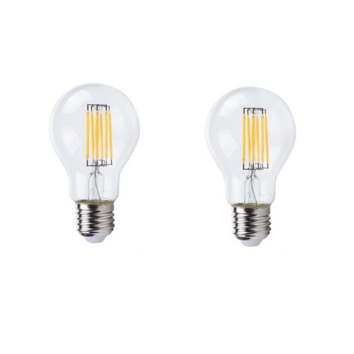 XQ-Lite Lot de 2 ampoules filament LED E27 A60 XQ1466 6 W équivalent a 50 W blanc chaud