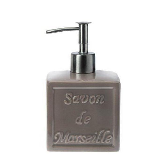 SAVON DE MARSEILLE Distributeur de savon - 15x9x9cm - Taupe