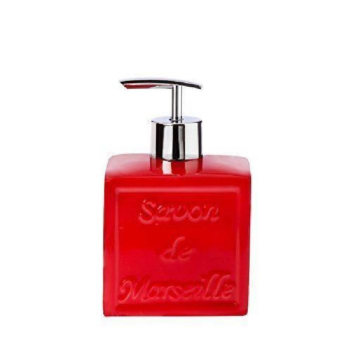 SAVON DE MARSEILLE Distributeur de savon - 15,5x9x9cm - Rouge