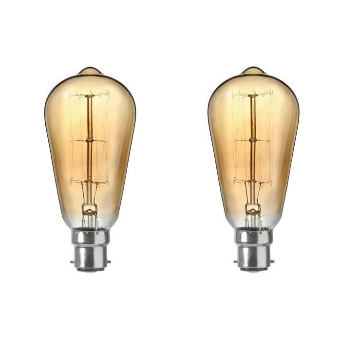 SYLVANIA Lot de 2 ampoules Edison Vintage S64 B22 60 W a incandescence