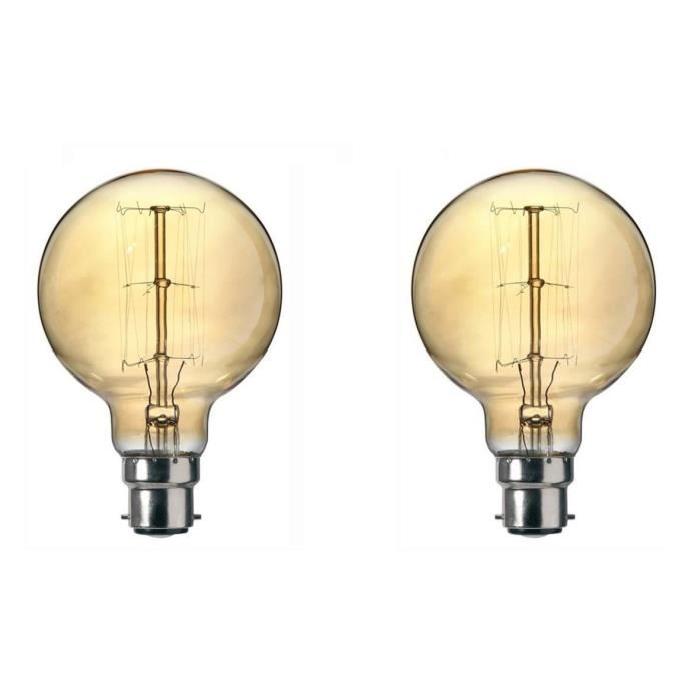 SYLVANIA Lot de 2 ampoules décoratives Vintage globe 125 B22 60 W a incandescence