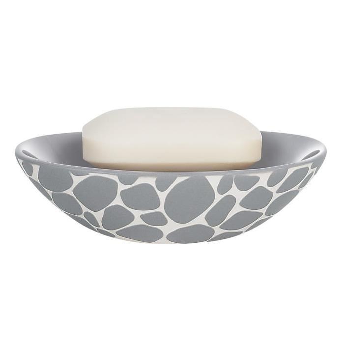 PEBBLE Porte savon - 4x14x9,5cm - Gris / Blanc