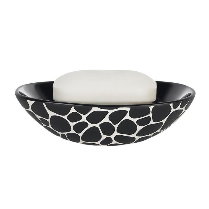 PEBBLE Porte savon - 4x14x9,5cm - Noir / Blanc