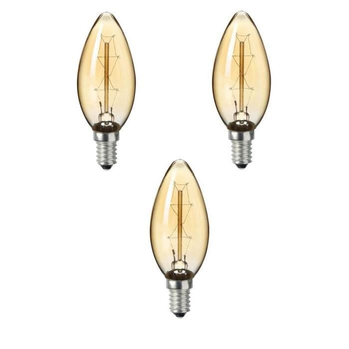 SYLVANIA Lot de 3 ampoules Edison Vintage flamme E14 40 W a incandescence