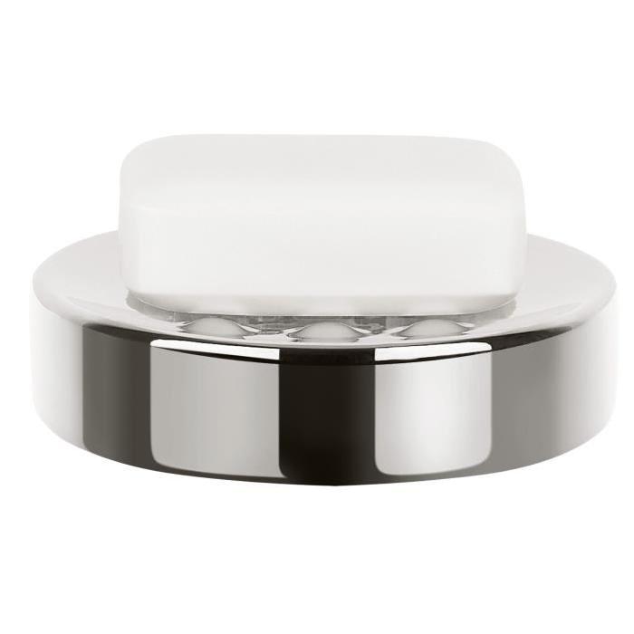 TUBE Porte savon Porcelaine - 2,6x11x11 cm - Chrome