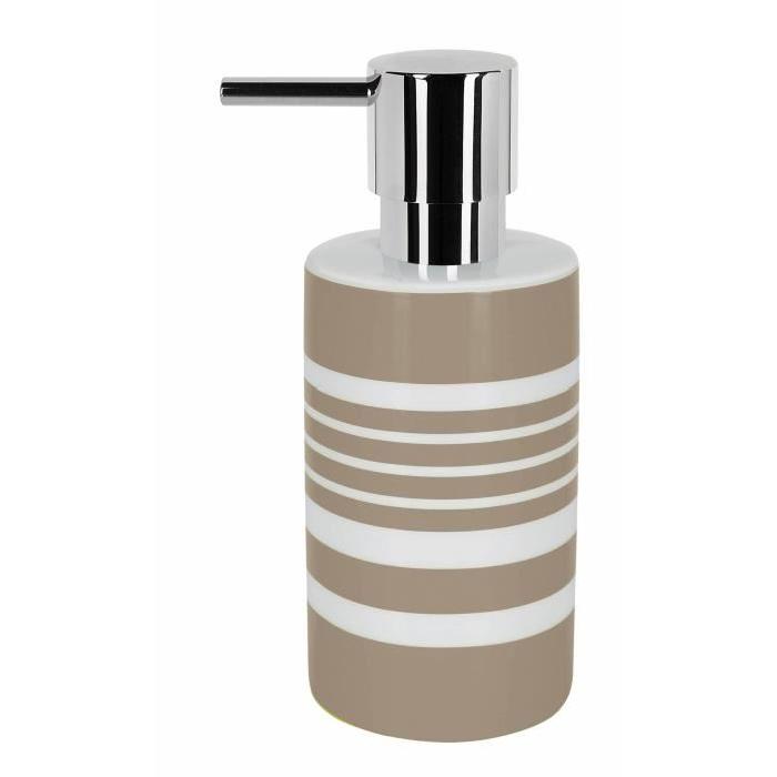 TUBE Distributeur de savon Porcelaine - 16x7x7 cm - Taupe