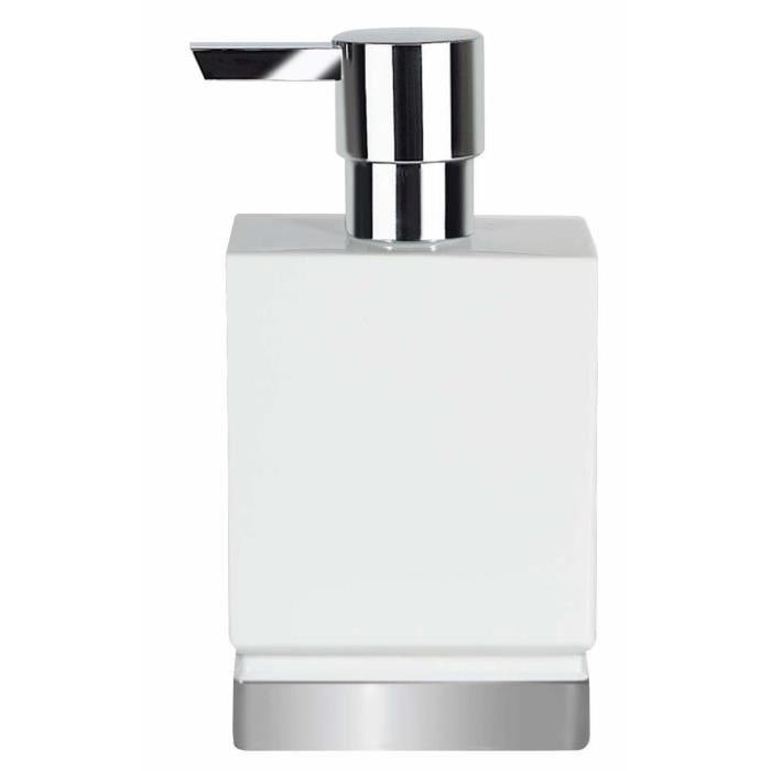 ROMA Distributeur de savon - 17x9x6,5cm - Blanc / Argent
