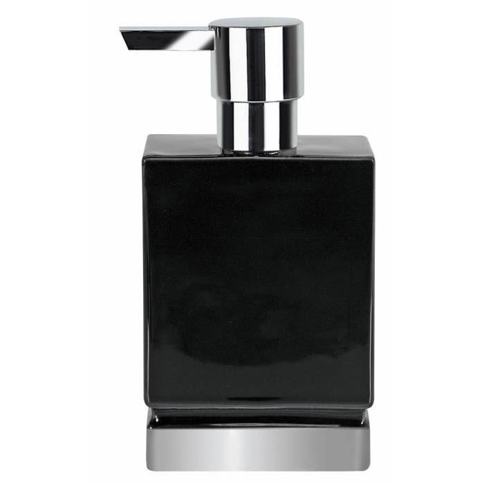 ROMA Distributeur de savon - 17x9x4,5cm - Noir / Argent
