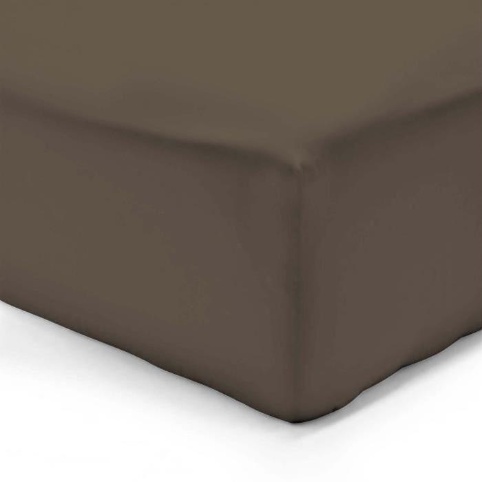 VISION Drap housse 160x200 + 25 cm chocolat