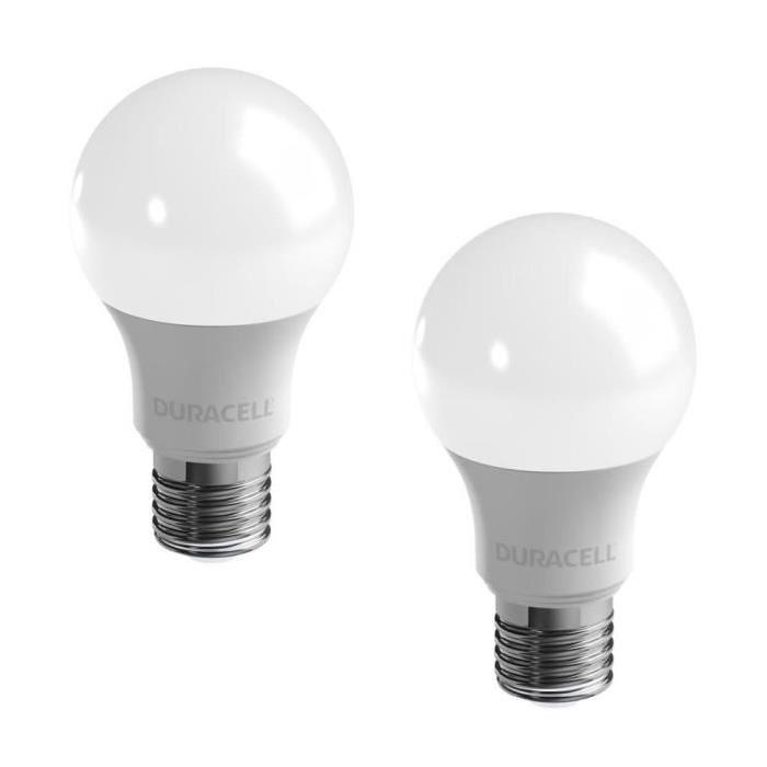 DURACELL Lot de 2 ampoules LED E27 5,6 W équivalent 40 W blanc chaud