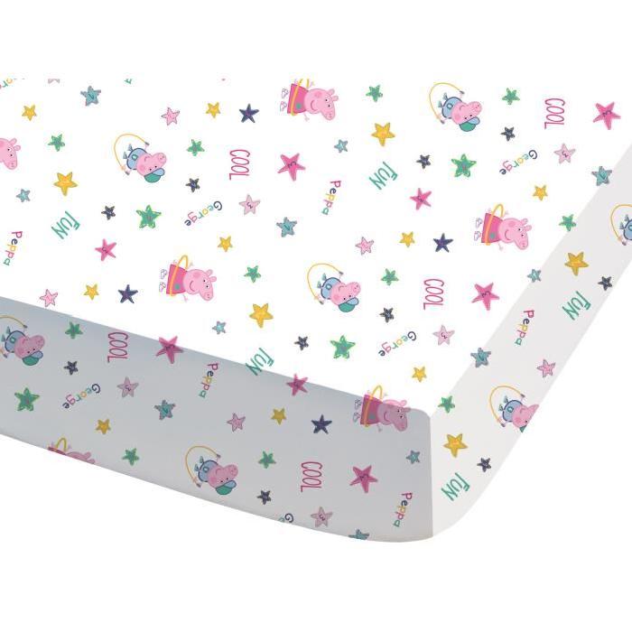 PEPPA PIG Drap housse enfant Coton 90 x 190 cm