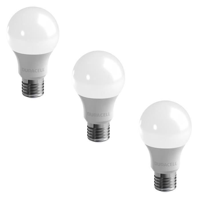 DURACELL Lot de 3 ampoules LED E27 5,6 W équivalent 40 W blanc chaud