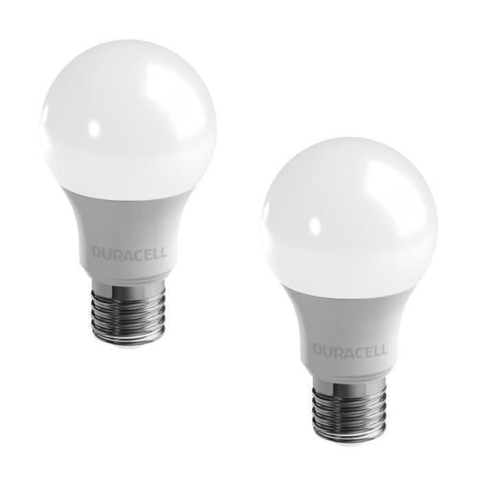 DURACELL Lot de 2 ampoules LED E27 9,2 W équivalent 60 W blanc chaud