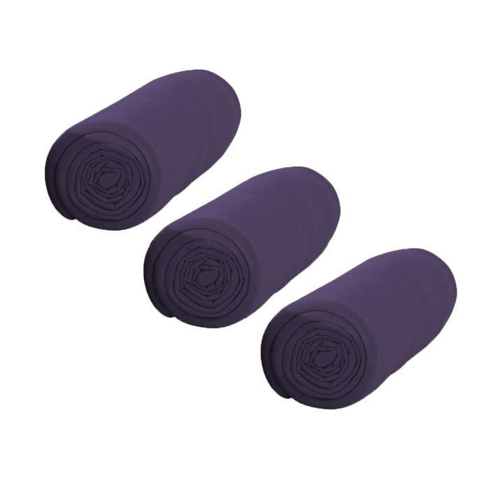 TODAY Pack de 3 Draps Housse 100% coton 140x190 cm deep purple