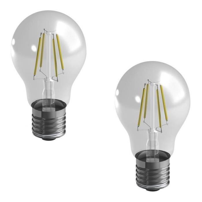 DURACELL Lot de 2 ampoules LED a filaments E27 4,3 W équivalent 40 W blanc chaud