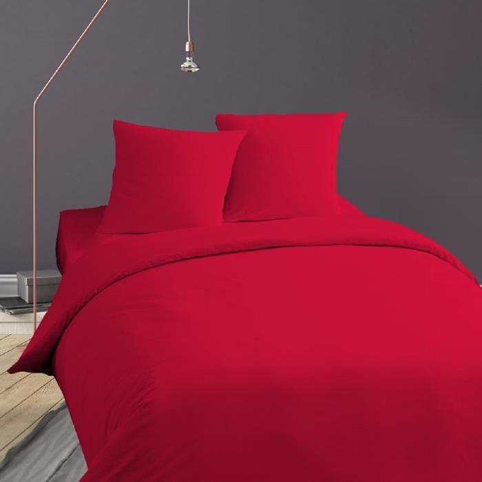 COTE DECO Drap Housse - Polycoton - Rouge - 90x190cm