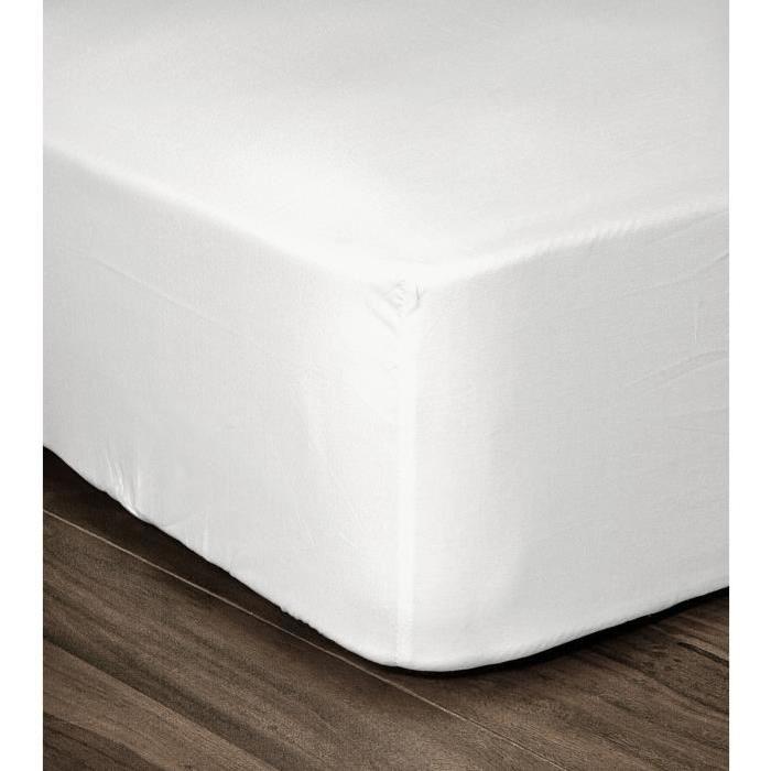 LOVELY HOME Drap Housse 100% coton 180x200x25 cm blanc