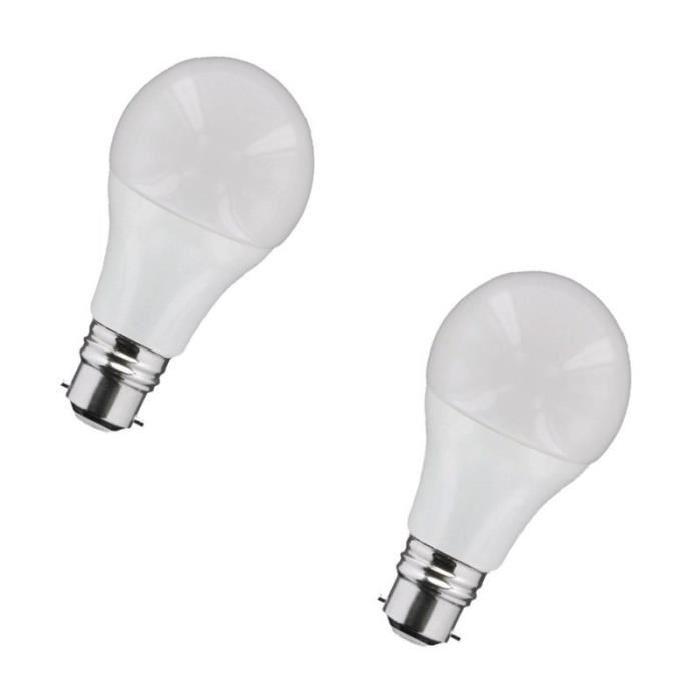 NITYAM Lot de 2 ampoules LED B22 standard globe 8 W équivalent a 60 W blanc chaud