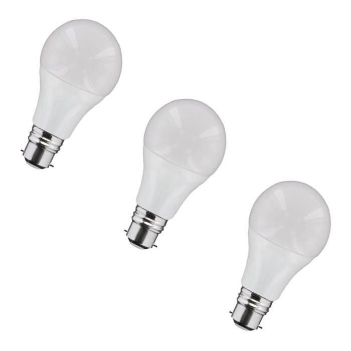 NITYAM Lot de 3 ampoules LED B22 standard globe 8 W équivalent a 60 W blanc chaud