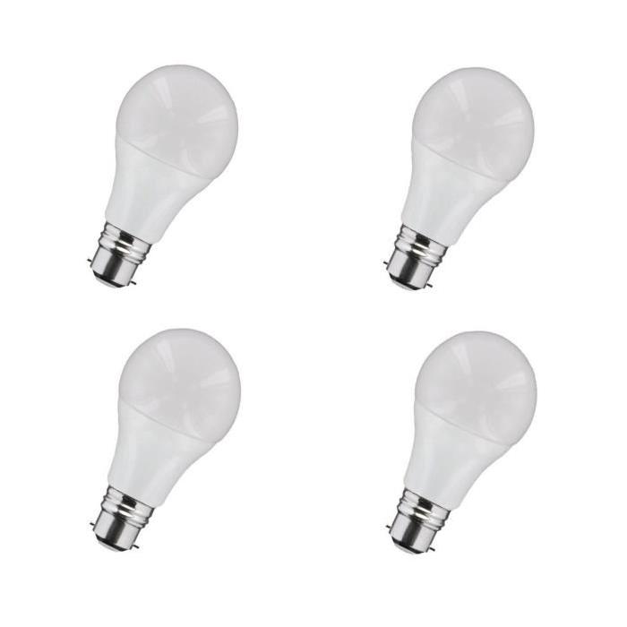 NITYAM Lot de 4 ampoules LED B22 standard globe 8 W équivalent a 60 W blanc chaud