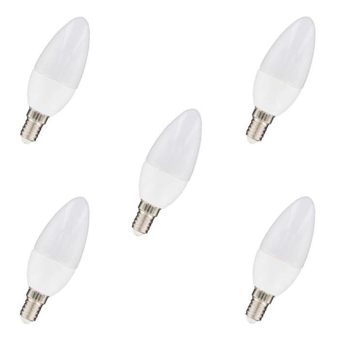 NITYAM Lot de 5 ampoules LED E14 flamme 4 W équivalent a 35 W blanc chaud