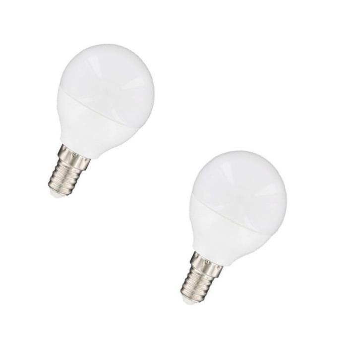 NITYAM Lot de 2 ampoules LED E14 sphérique 5 W équivalent a 35 W blanc chaud