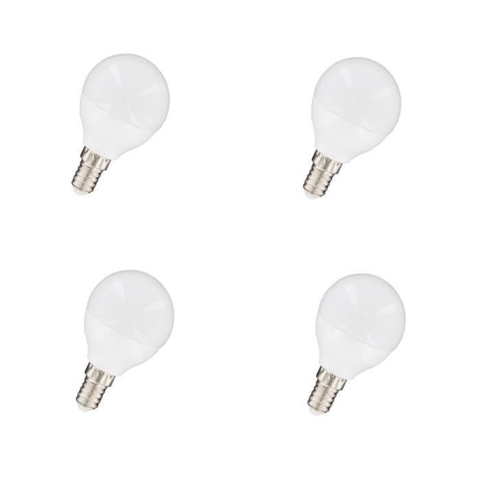 NITYAM Lot de 4 ampoules LED E14 sphérique 5 W équivalent a 35 W blanc chaud