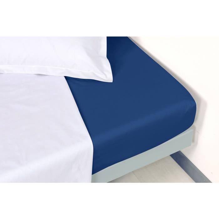 VENT DU SUD Drap housse Percale Manoir - Océan - 90x190x30 cm