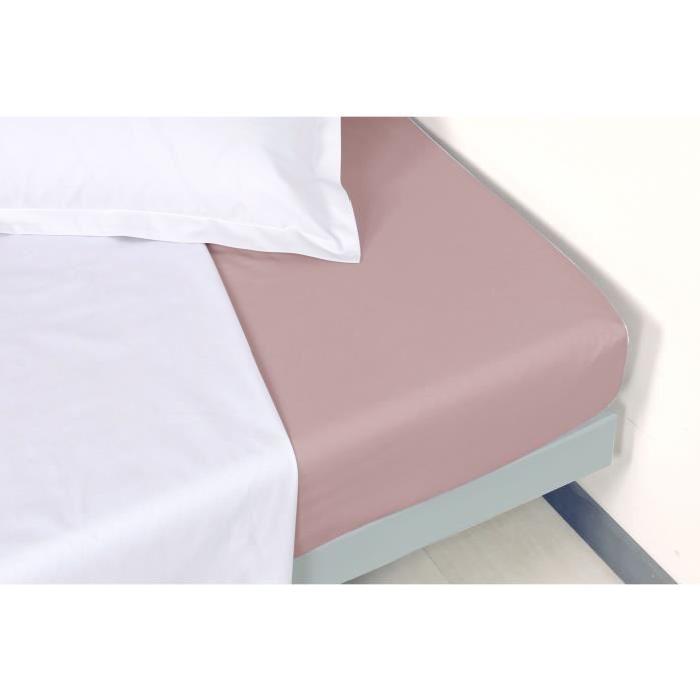 VENT DU SUD Drap housse Percale Manoir - Prune - 90x190x30 cm