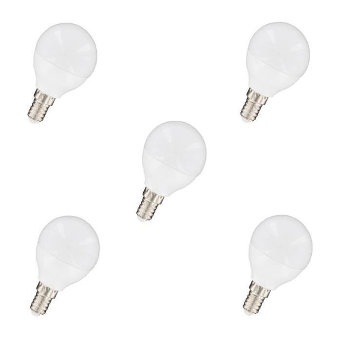 NITYAM Lot de 5 ampoules LED E14 sphérique 5 W équivalent a 35 W blanc chaud